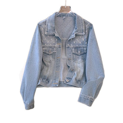 Damen Jeansjacke mit Perlendetails
