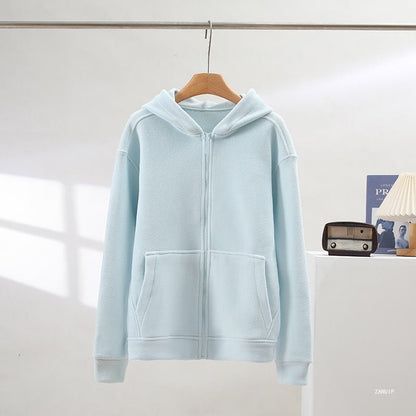 Damen Fleece Hoodie Reißverschluss Kängurutaschen Eveloria
