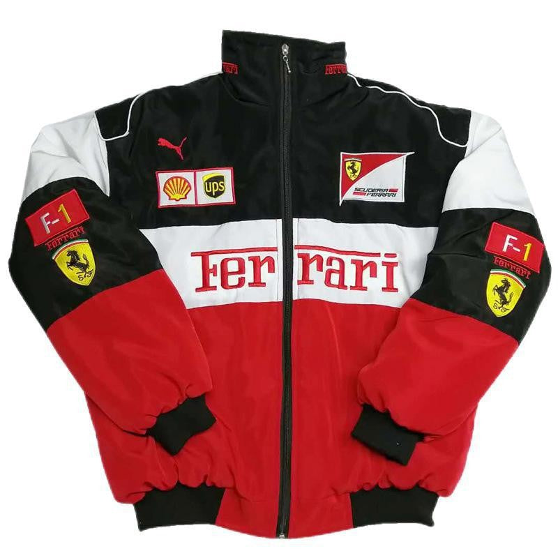 Herren Rennsportjacke Retro Logos Leder