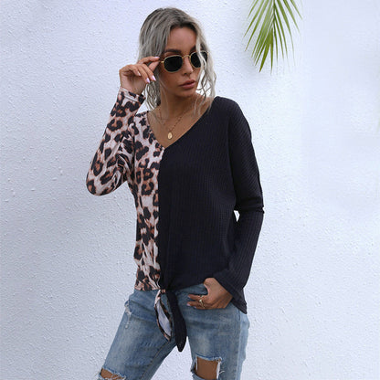 Damen Oberteil Asymmetrisches Tiermuster Baumwolle Schwarz - Eveloria