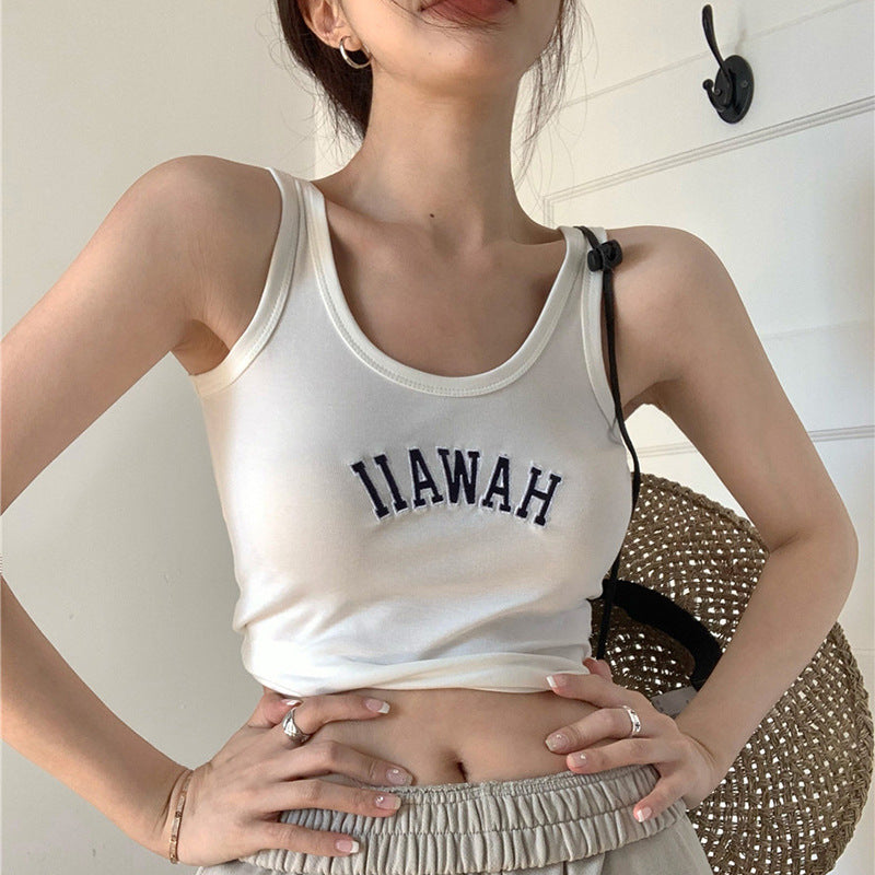 Damen Cropped Tanktop Bequem Baumwolle Weiß