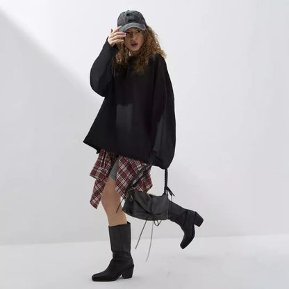 Damen Sweatshirt Übergroß Langärmlig Rundhals Eveloria