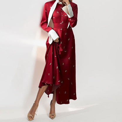 Damen Maxikleid mit Drapierung und langen Ärmeln Eveloria