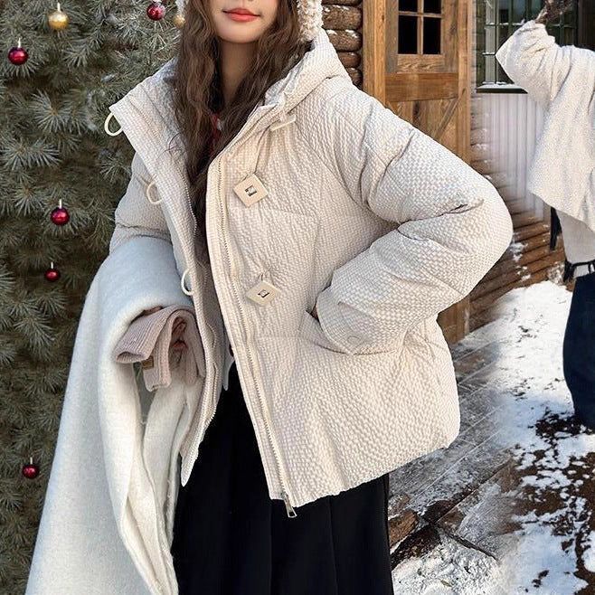 Damen Winterjacke Puffy mit Kapuze und Knöpfen Eveloria
