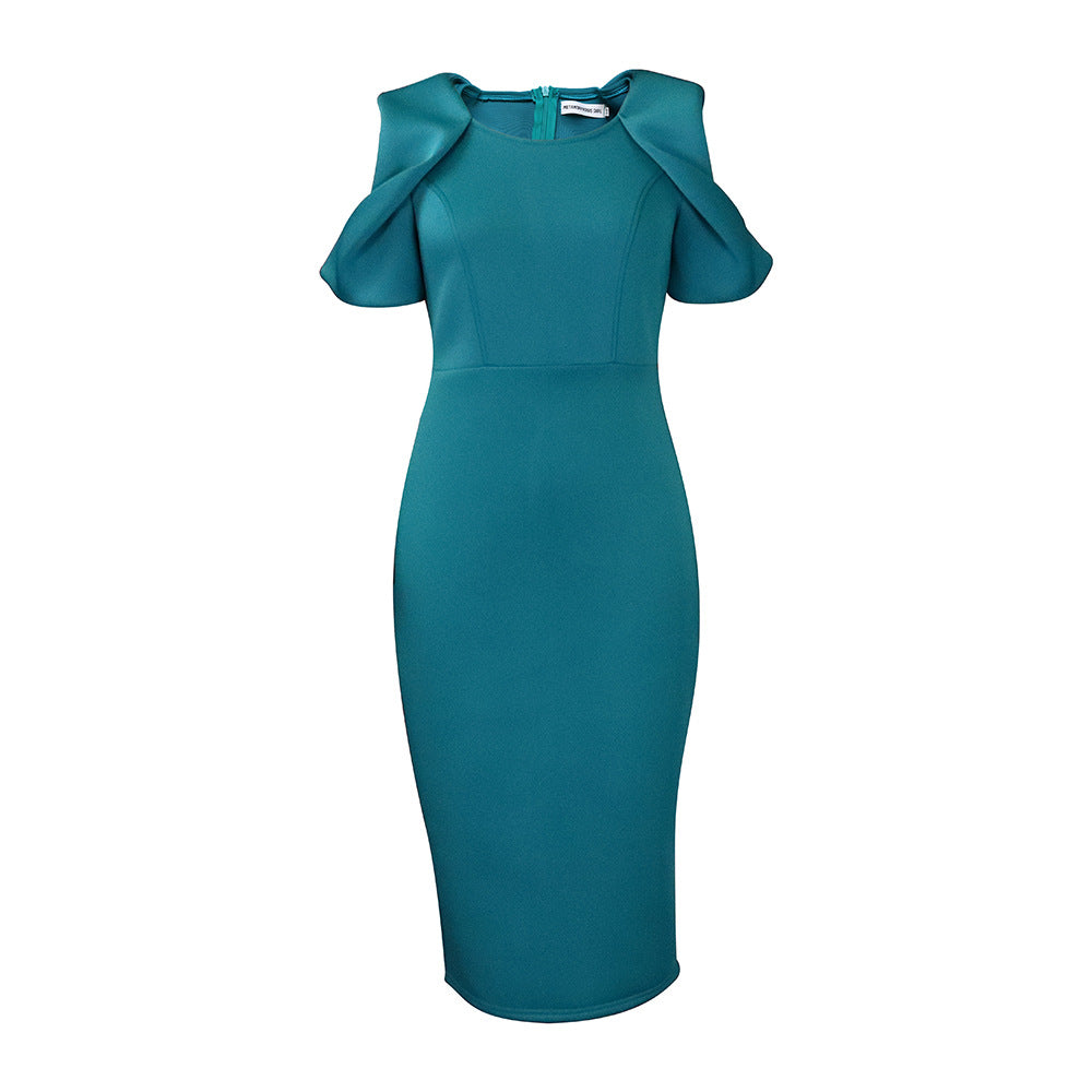 Damen Körperbetontes Kleid mit Puffärmeln Elegant