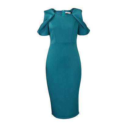 Damen Körperbetontes Kleid mit Puffärmeln Elegant
