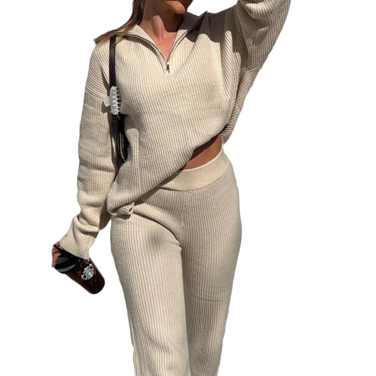 Damen Strickpullover Lässig Reißverschluss Weite Passform