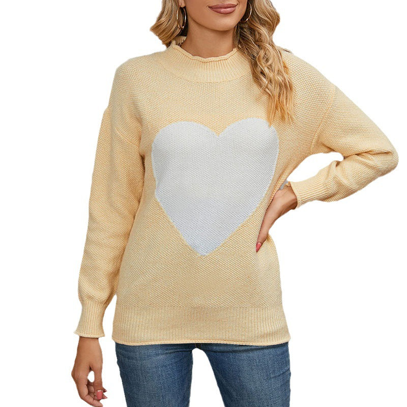 Damen Pullover Herz-Print Eveloria