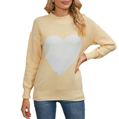 Damen Pullover Herz-Print Eveloria