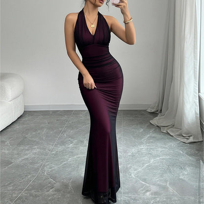 Damen Abendkleid V-Ausschnitt Raffung Eveloria