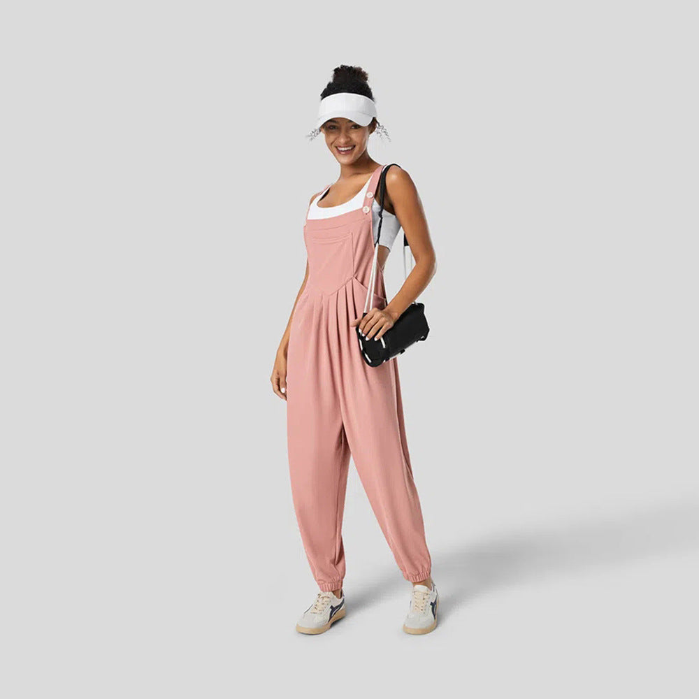 Damen Jumpsuit Lässig mit Taschen Schwarz Eveloria - Eveloria