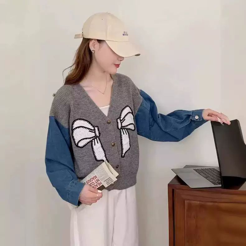 Damen Cardigan mit Schleifenstickerei Eveloria