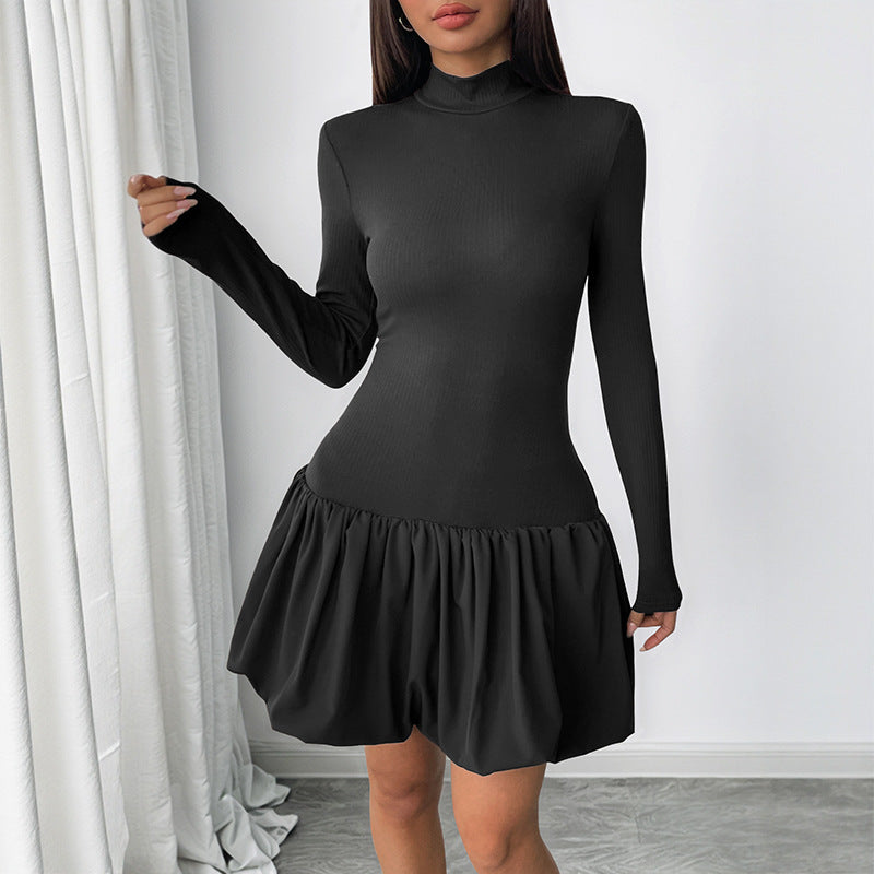 Damen Mini-Kleid Hochtailliert Rüschen Eveloria