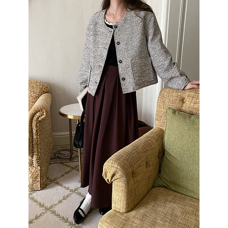 Damen Jacke Eveloria Feine Textur Knöpfe