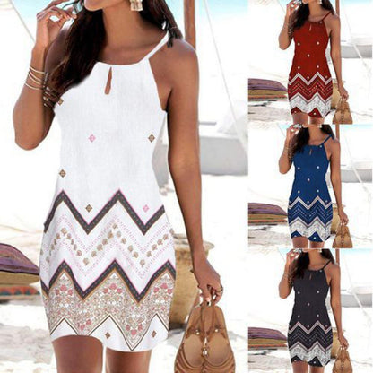 Damen Minikleid Tribal-Print Verstellbare Träger Sommerlich Eveloria - Eveloria