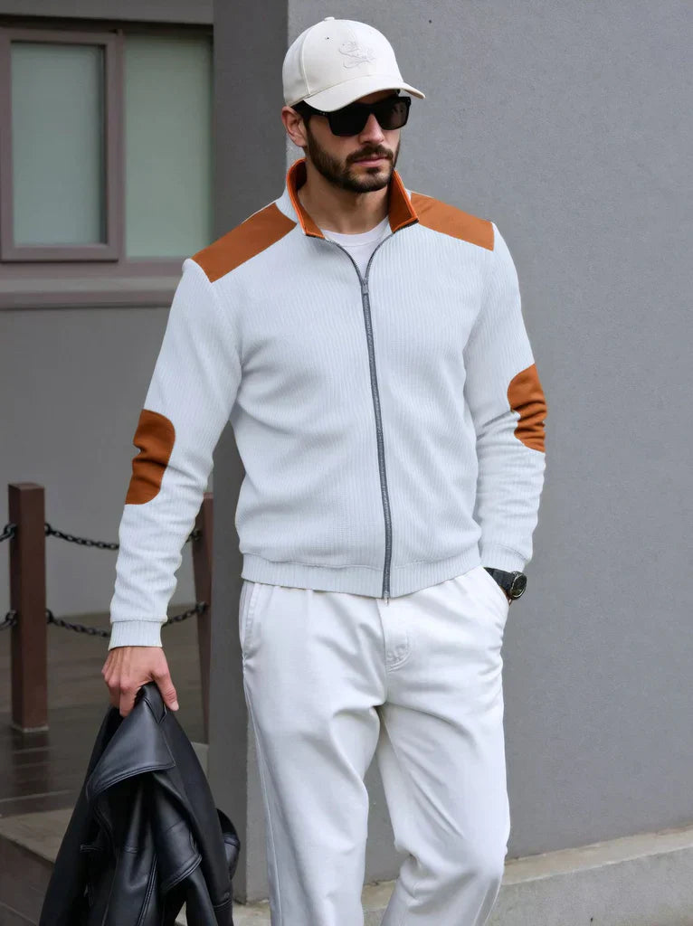 Marellon Herren Strickcardigan Rippenmuster Reißverschluss