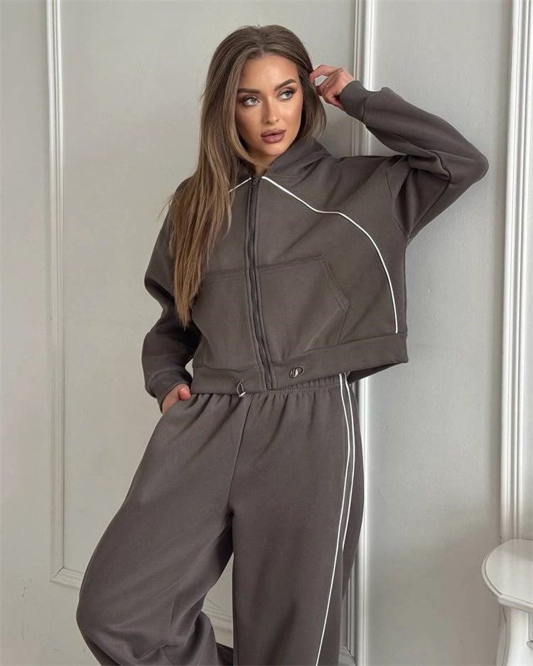 Damen Highwaist Jogginganzug Sportlich Eveloria