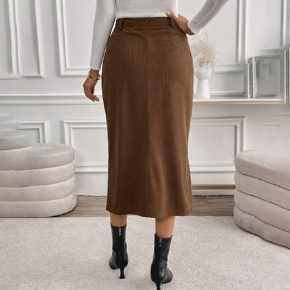 Eveloria Damen Maxirock mit Schlitz und Taschen