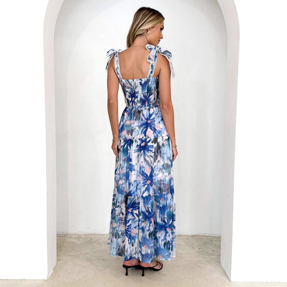 Damen Maxikleid Rüschendesign Fließend Eveloria