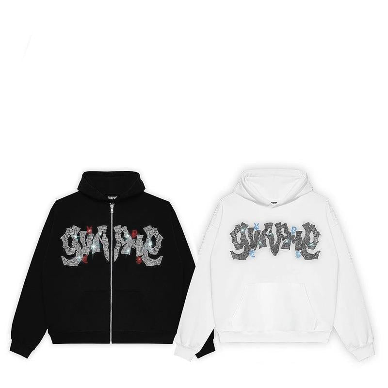 Damen Kapuzenjacke Glitzerdesign Reißverschluss Eveloria