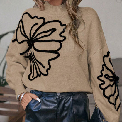 Damen Strickpullover Florales 3D-Design