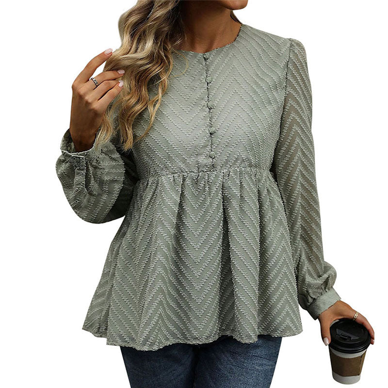 Damen Bluse Rüschendetails Zickzackmuster Eveloria