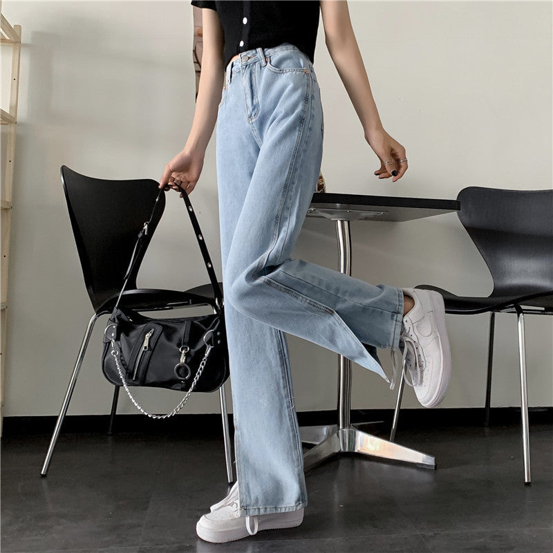 Damen Weite Jeans Seitenschlitze Eveloria - Eveloria