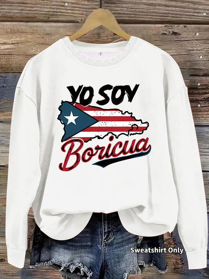 Damen Sweatshirt Puerto Rico Design Lässig Grün