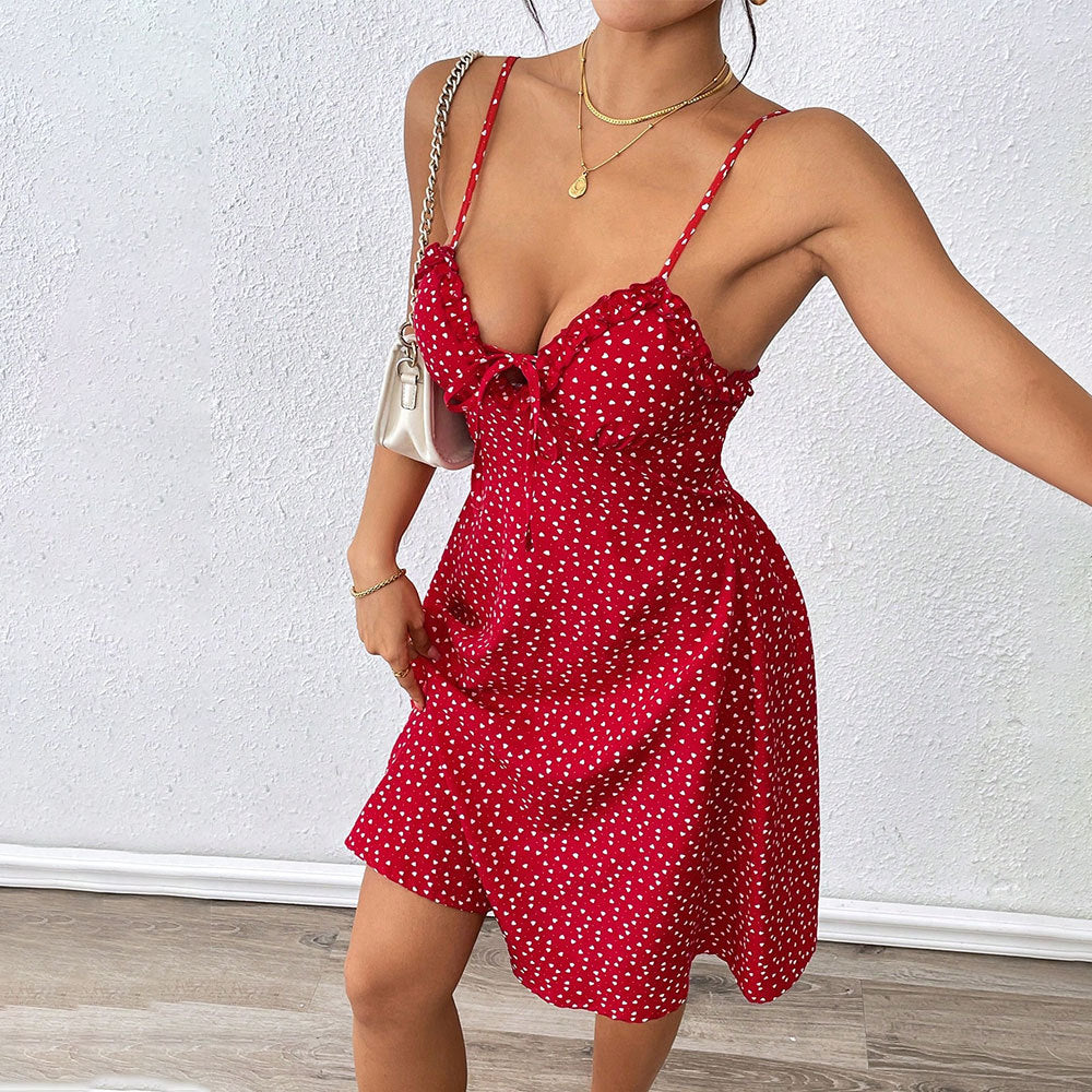 Damen Minikleid Luftiger Schnitt Rüschendetail Eveloria