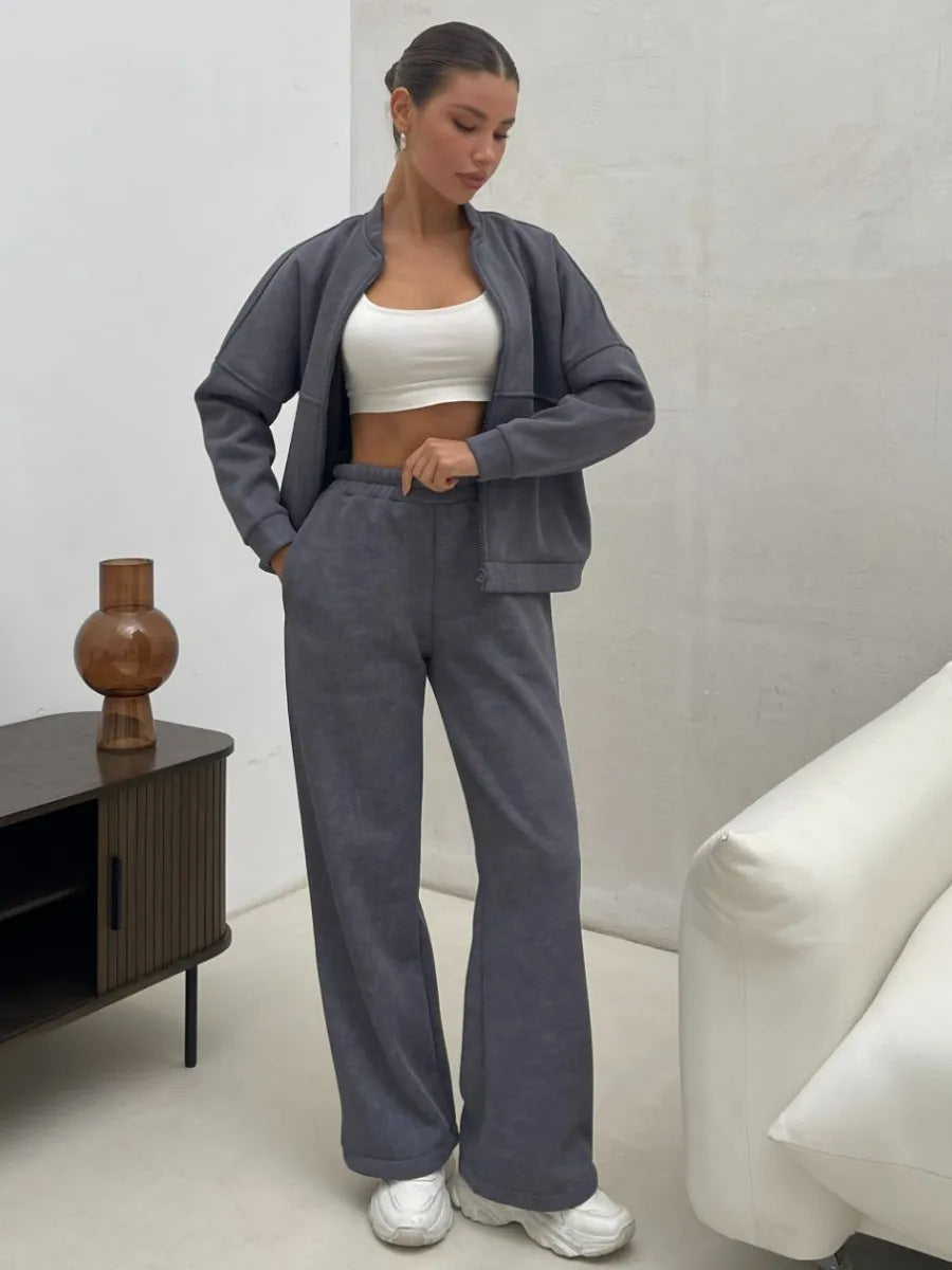 Damen Sportliches Lounge-Set Kuschelige Jacke Bequeme Hosen Eveloria