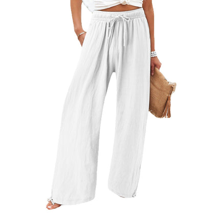 Damen Sommerhose Luftsamtstoff Weite Bein