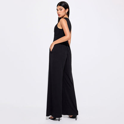 Damen Jumpsuit Hochbund mit Seitentaschen Eveloria