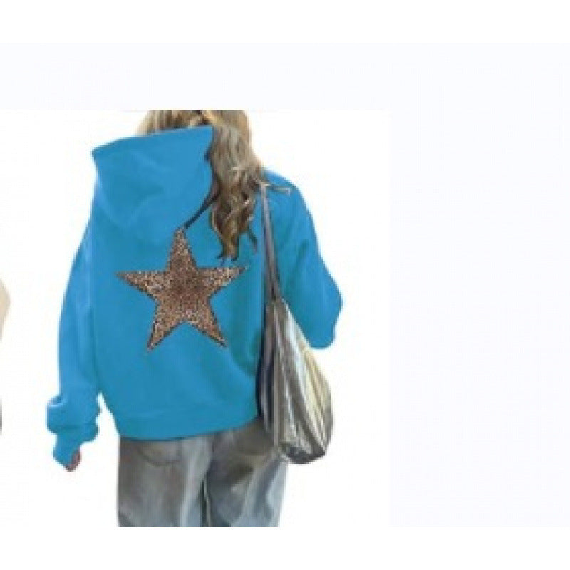 Damen Kapuzenpullover Glitzerndes Sternmotiv Eveloria