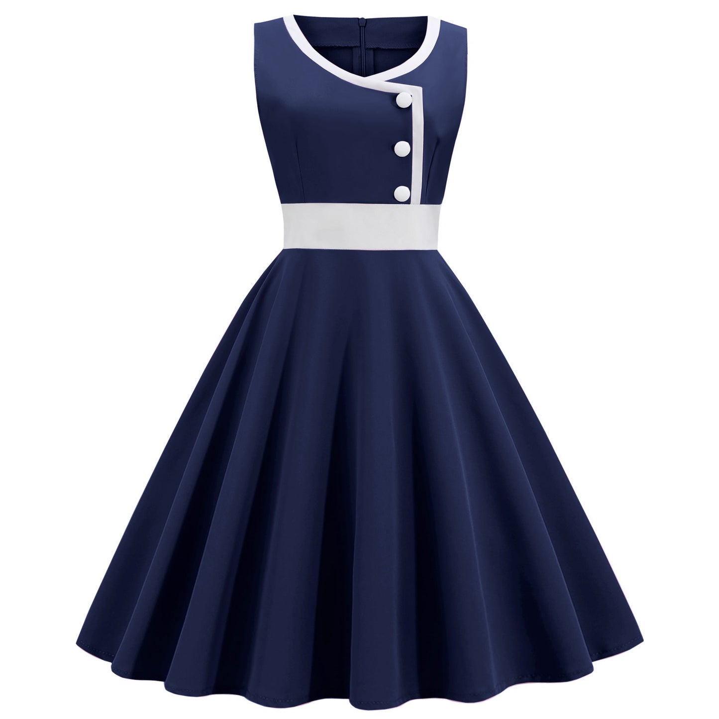 Damen A-Linien Swingkleid mit Knöpfen Elegant Eveloria
