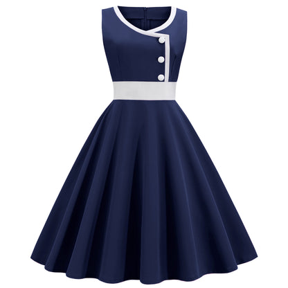 Damen A-Linien Swingkleid mit Knöpfen Elegant Eveloria