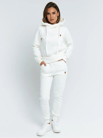 Damen Sport-Outfit Hoodie und Jogginghose Set Hochkragen