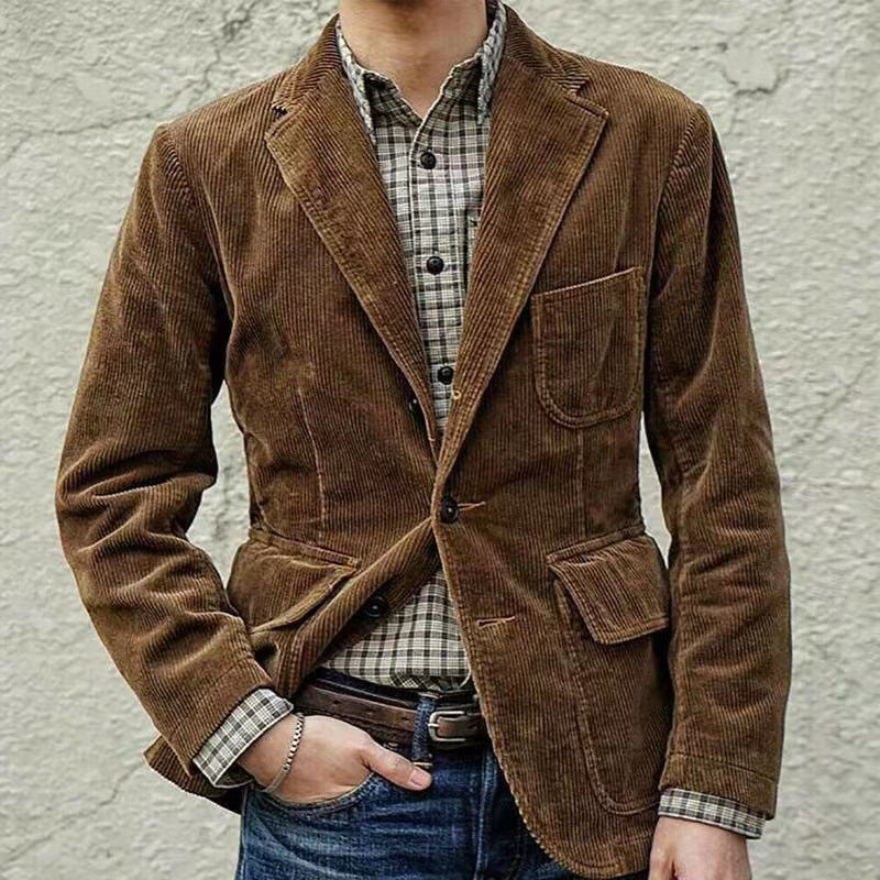 Herren Cord Anzug Set mit Weste und Jacke Elegantes 2-teiliges Cord