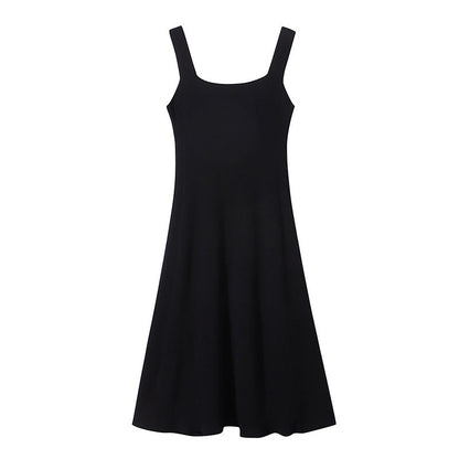 Damen Midi-Kleid Quadrat-Ausschnitt Fließender Schnitt Eveloria