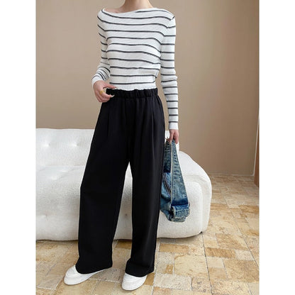 Damen Hose Lässiger Stil Breiter Schnitt Elastisch Eveloria