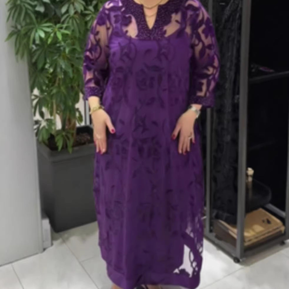 Damen Maxikleid Transparent Spitzenverzierungen Eveloria
