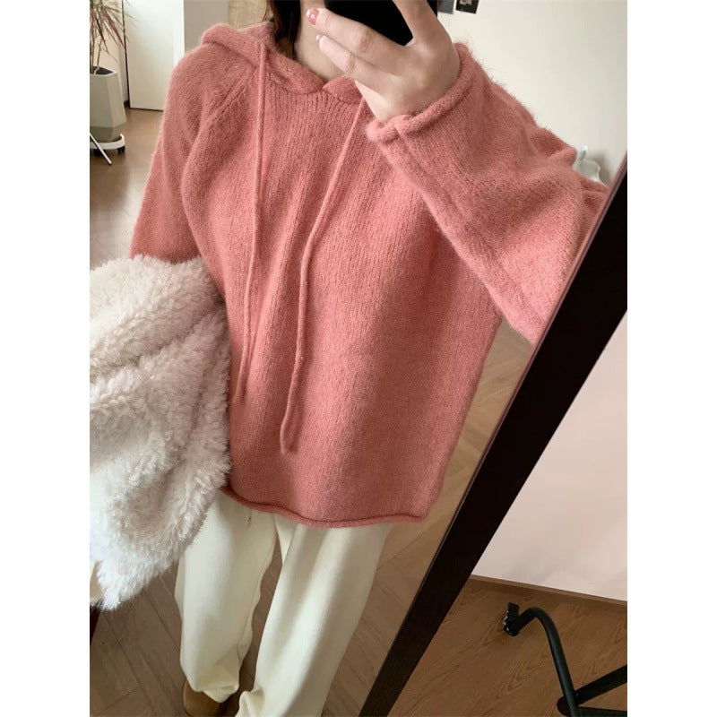 Damen Hoodie Weiches Fleece Kängurutasche Beige