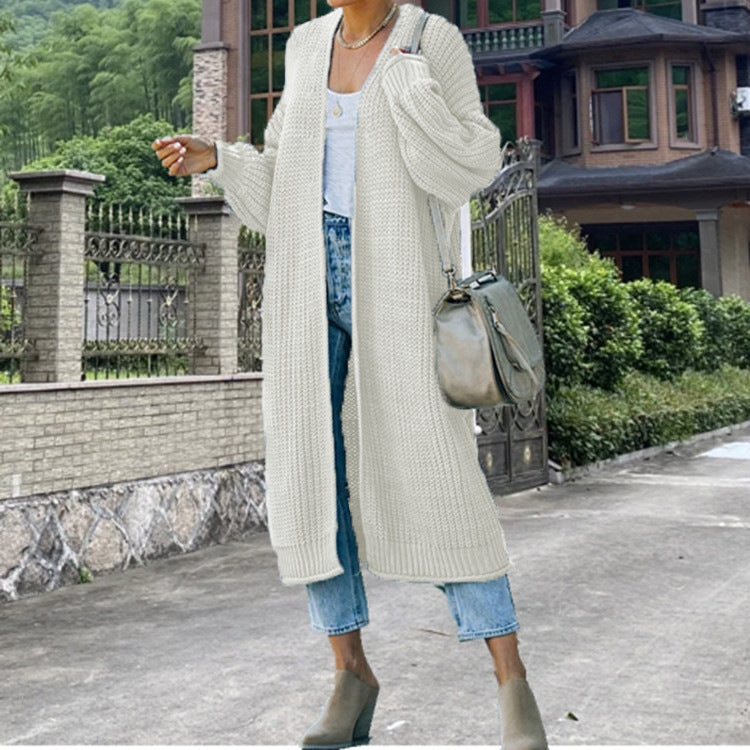 Damen Grobstrick-Cardigan Offene Maschen Lässiger Schnitt