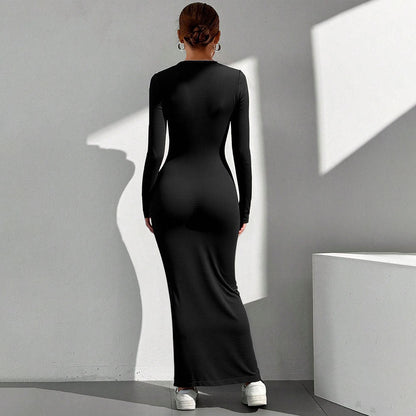 Damen Maxikleid V-Ausschnitt Knotenverschluss