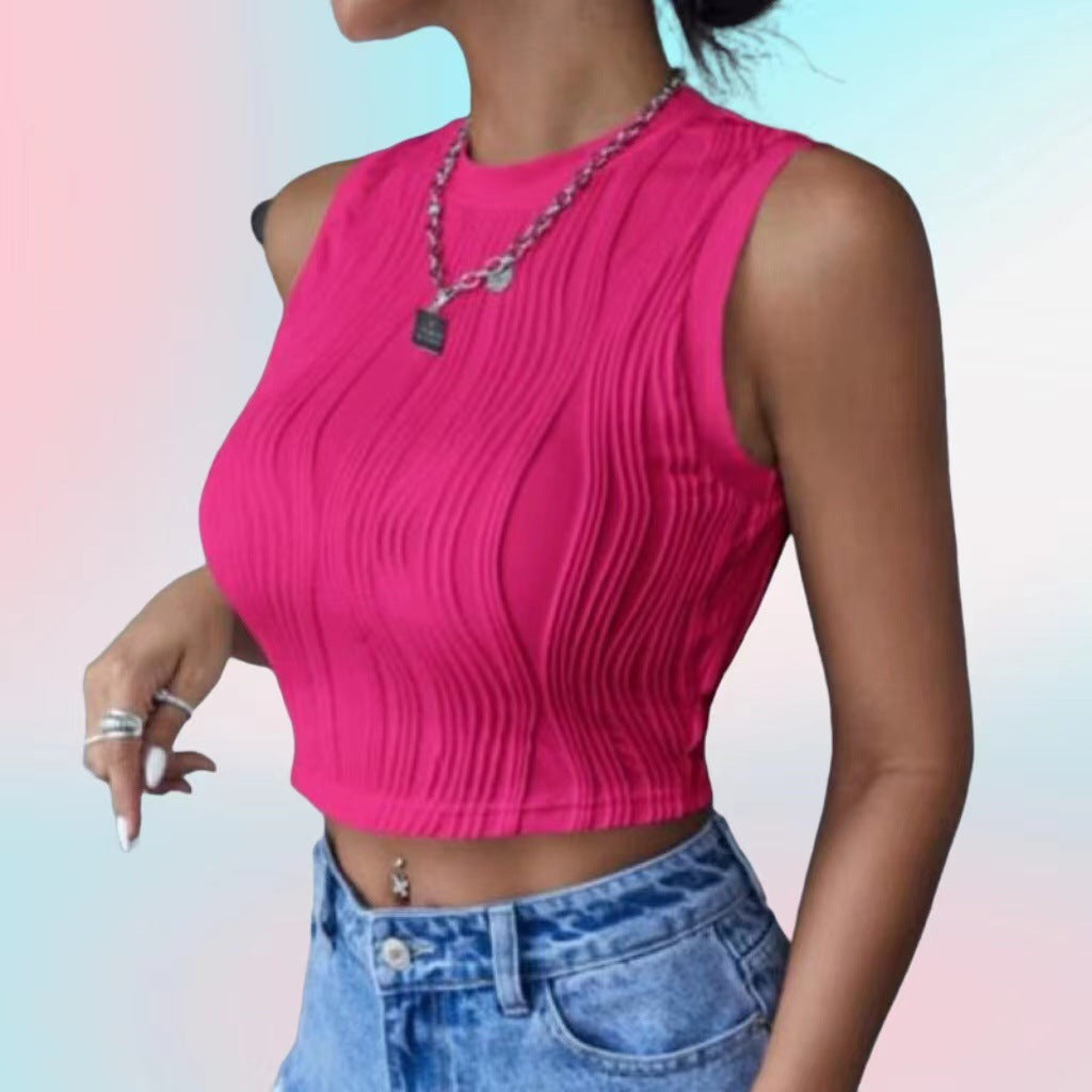 Damen Crop- Strukturiert Hochhalter Eveloria