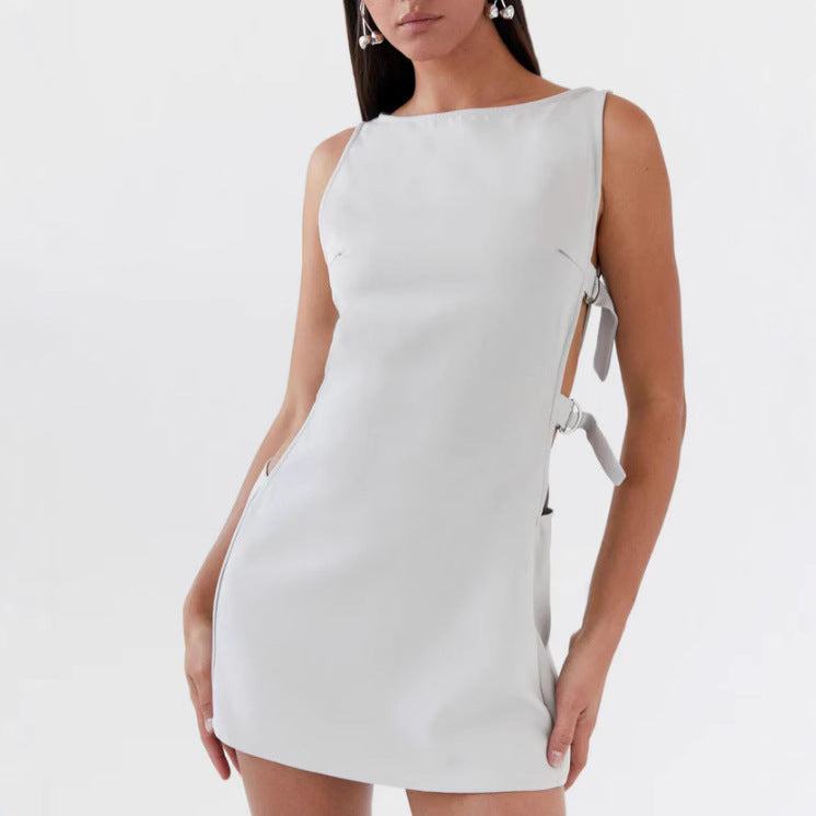 Damen Cocktailkleid Figurbetonter Schnitt Elegant Rückenausschnitt