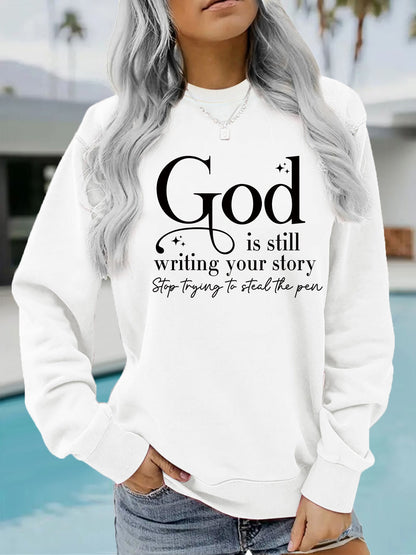 Damen Sweatshirt Inspirierender Schriftzug Grau