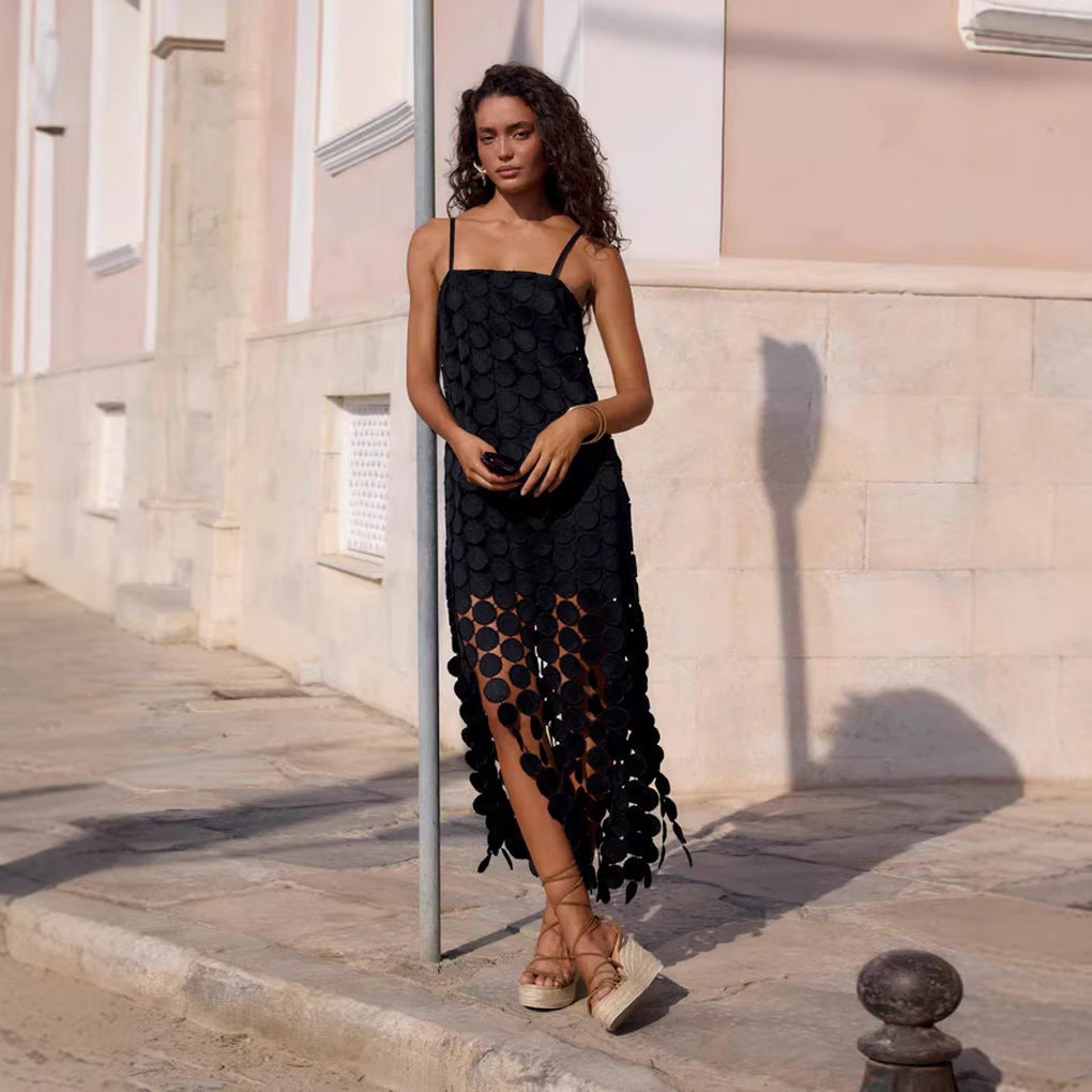 Damen Maxikleid Kreiselement Schwingender Schnitt Eveloria