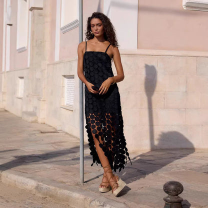 Damen Maxikleid Kreiselement Schwingender Schnitt Eveloria