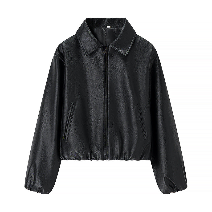 Damen Kunstlederjacke Elastischer Bund Eveloria