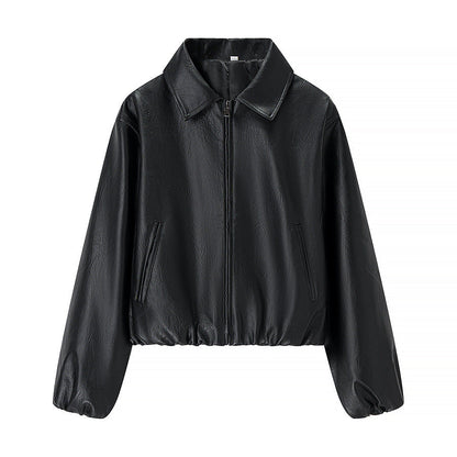 Damen Kunstlederjacke Elastischer Bund Eveloria